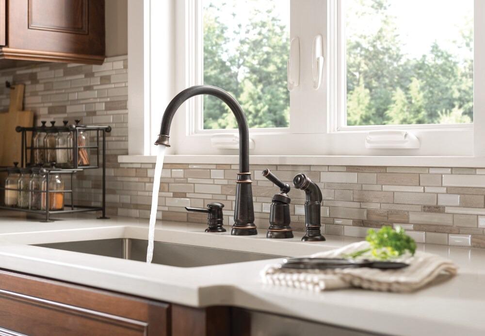 MOEN Edison 87042BRB Single Handle Deck Mount Standard Kitchen Faucet in Mediterranean Bronze