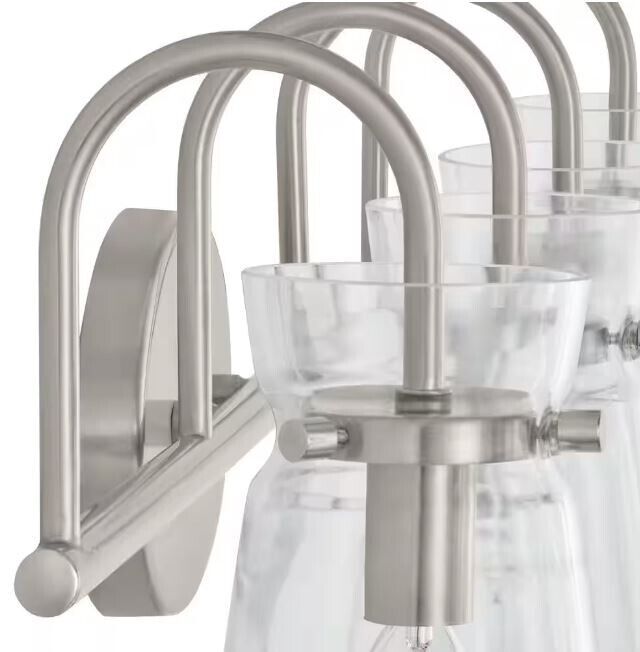 Hampton Bay Vinton Place 31 in. 4-Light Brushed Nickel Vanity Light Clear Glass