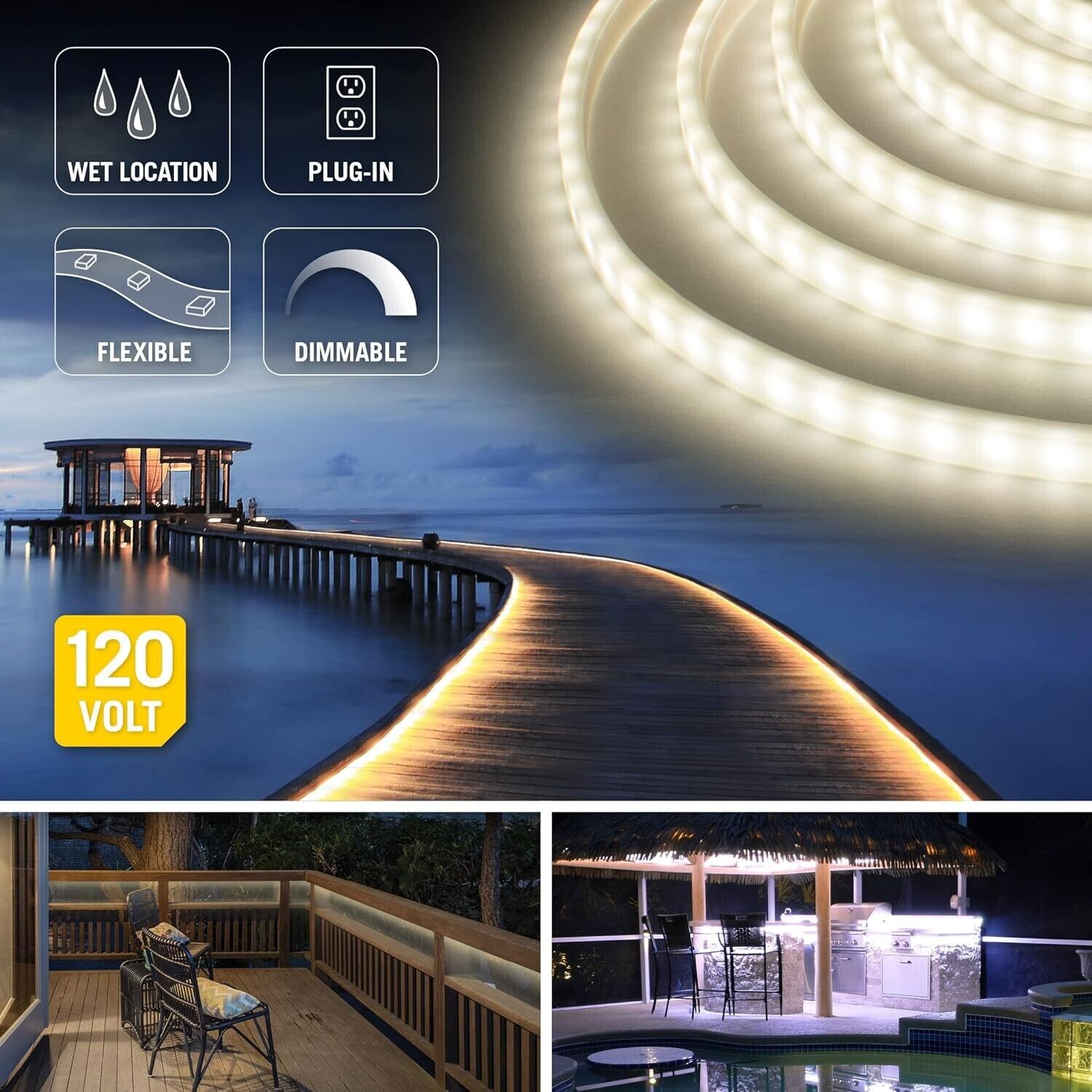 Armacost Lighting RibbonFlex Pro Outdoor 16.4 ft 120V Plug-in Warm White 2700K - Like New