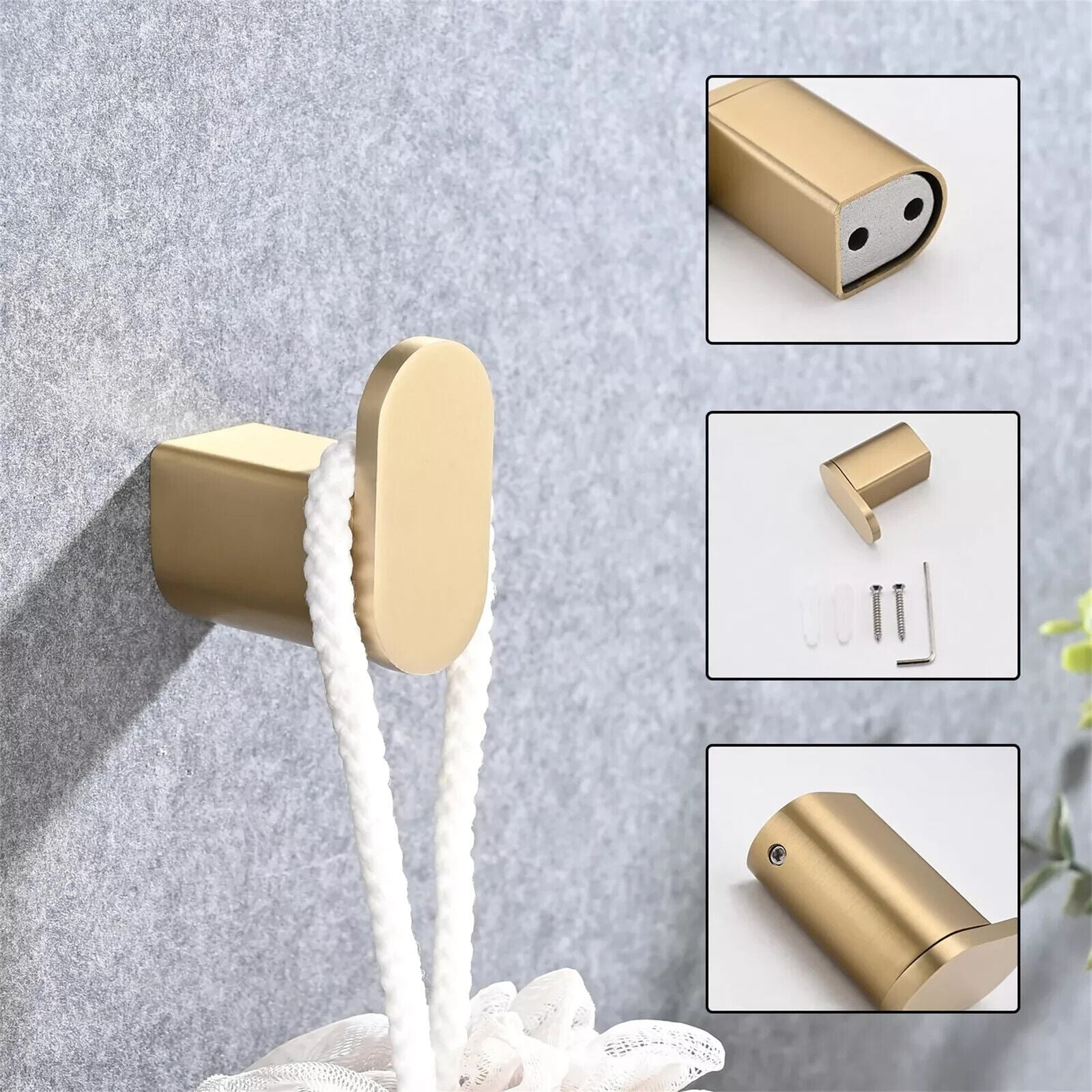 4-Piece Bathroom Hardware Set Wall Mounted Stainless Steel Brushed Gold - Like New