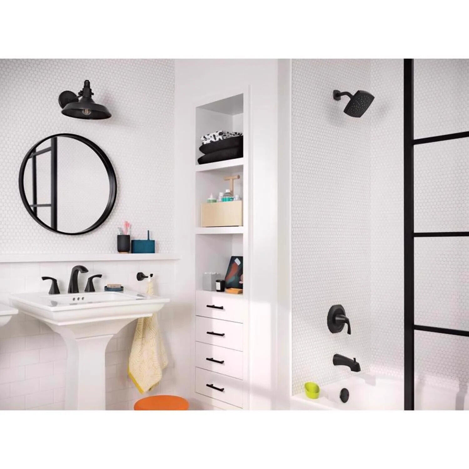 Moen Lindor 84504BL Matte Black Widespread 2-Handle Bathroom Sink Faucet with Drain Assembly