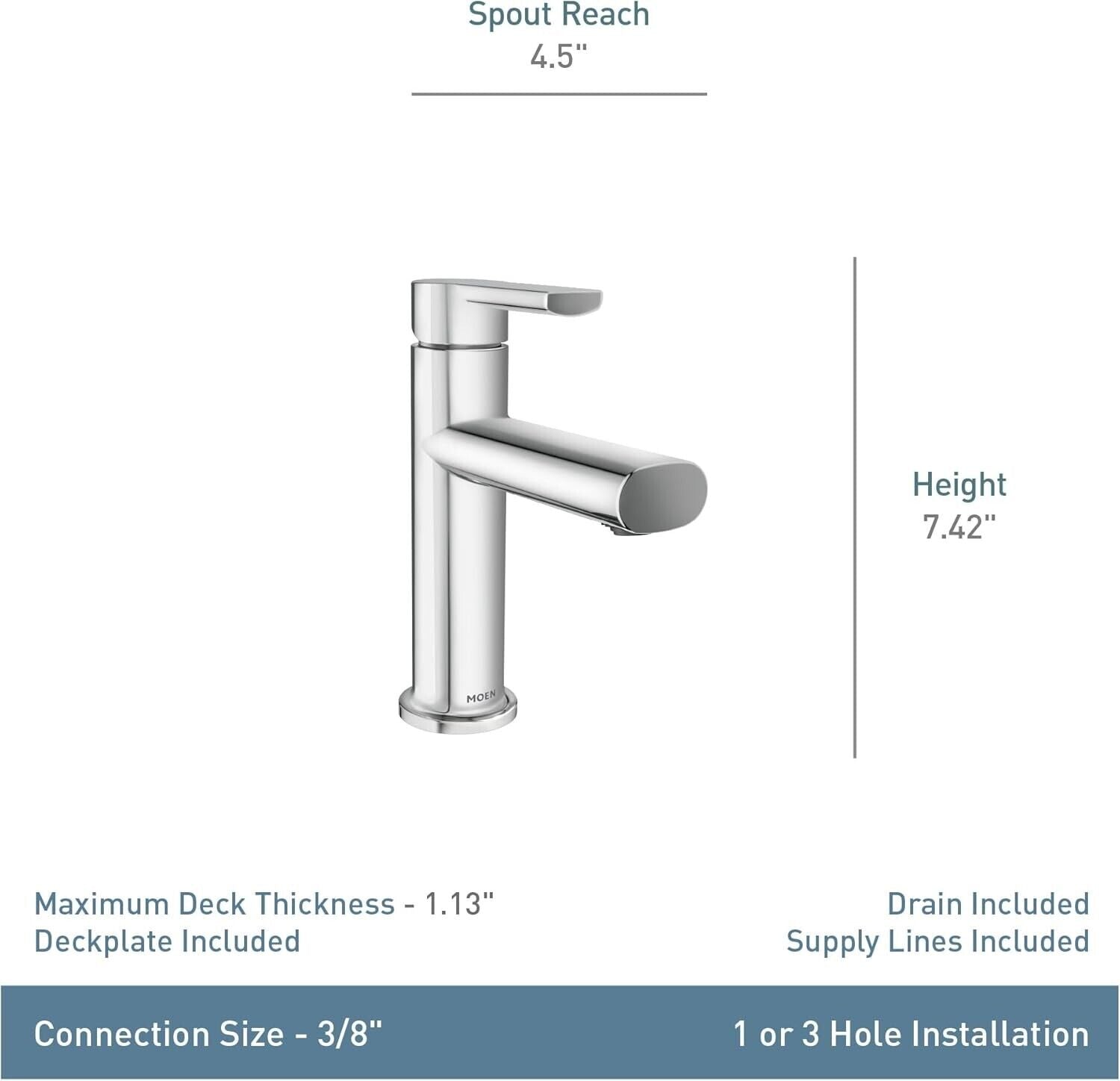 MOEN Meena 84794 Single Hole Single-Handle Bathroom Faucet in Chrome
