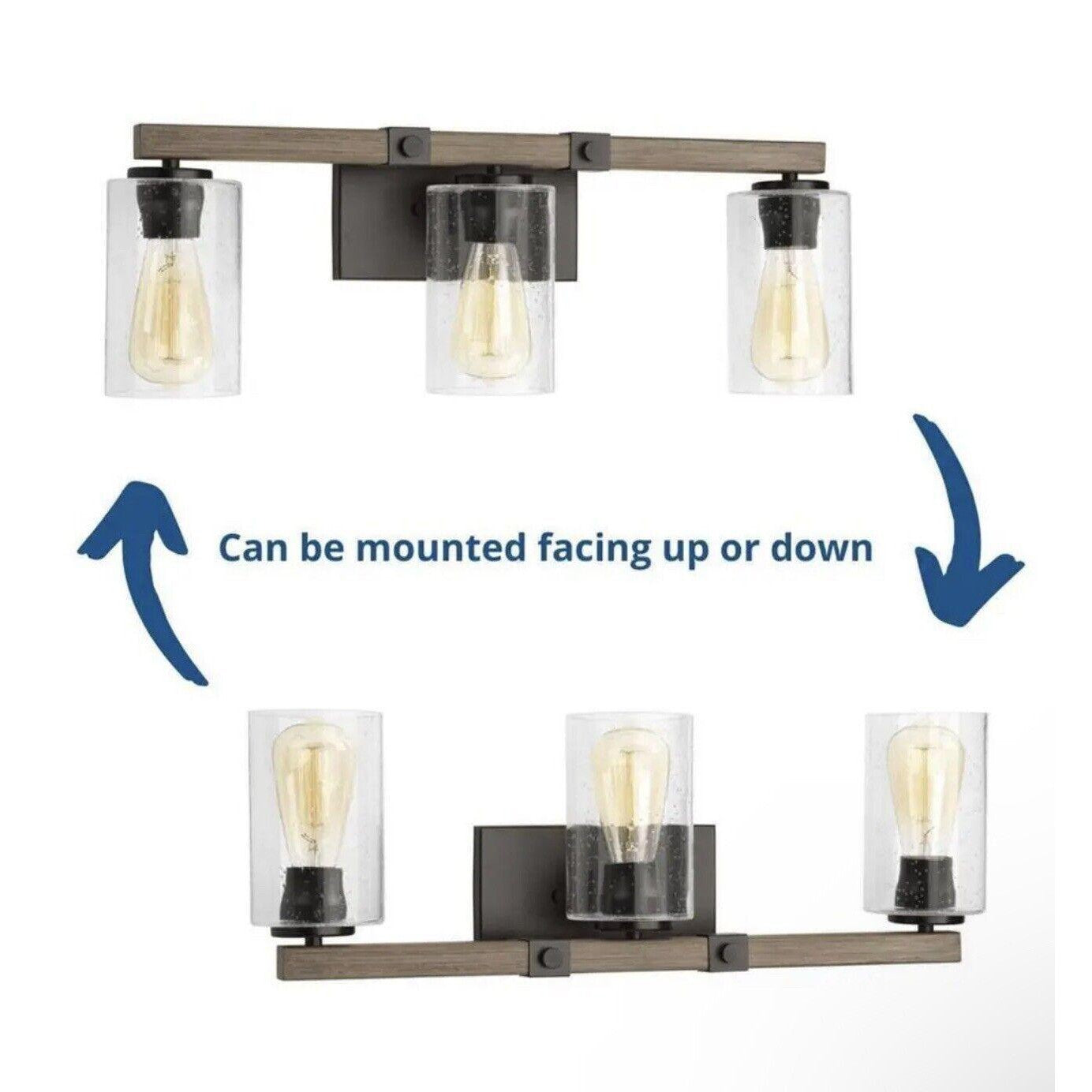 Progress Lighting Barnes Mill 24 in. 3-Light Antique Bronze Glass Vanity Light