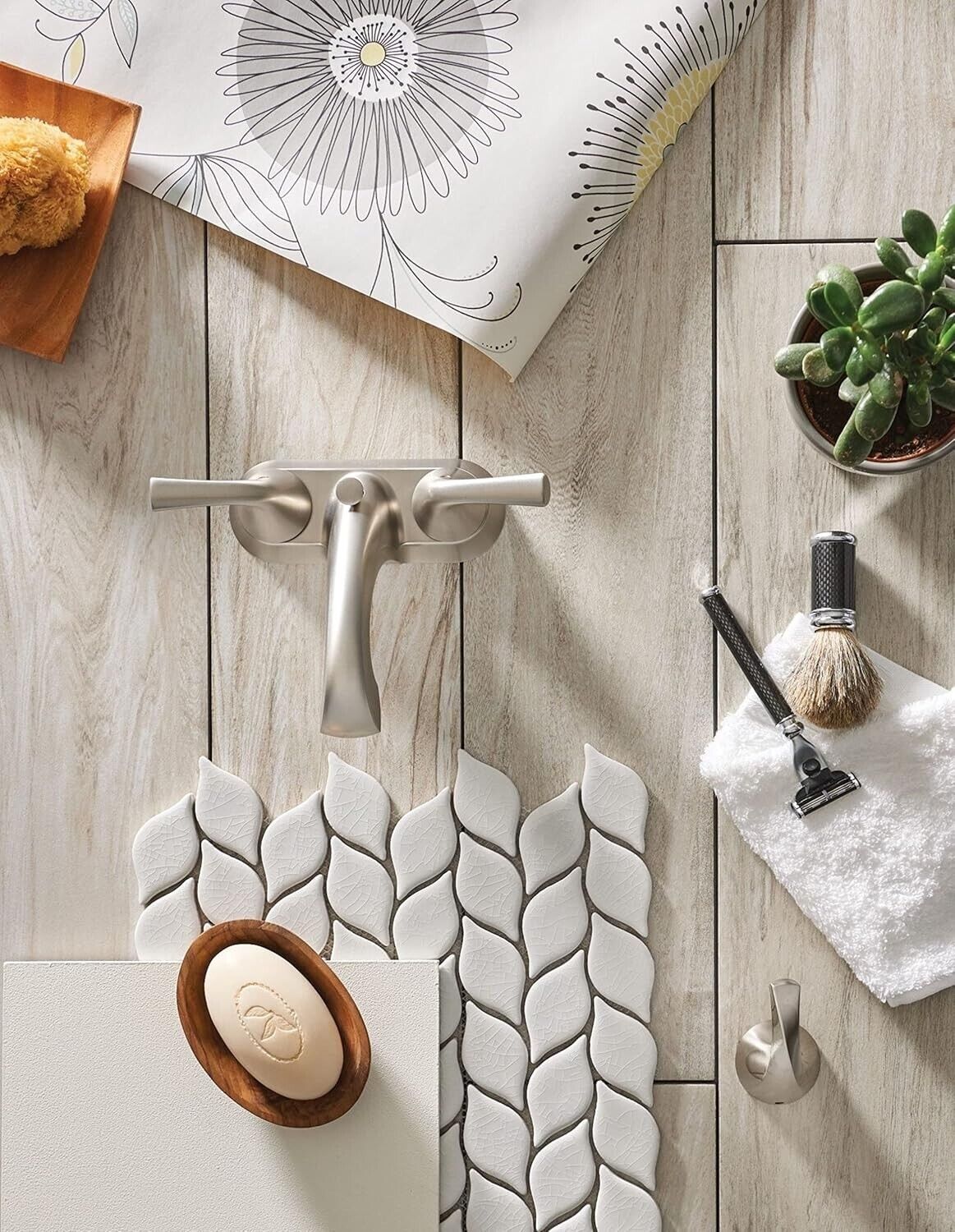 MOEN Haber 84768SRN Centerset 2-Handle Bathroom Faucet in Spot Resist Brushed Nickel