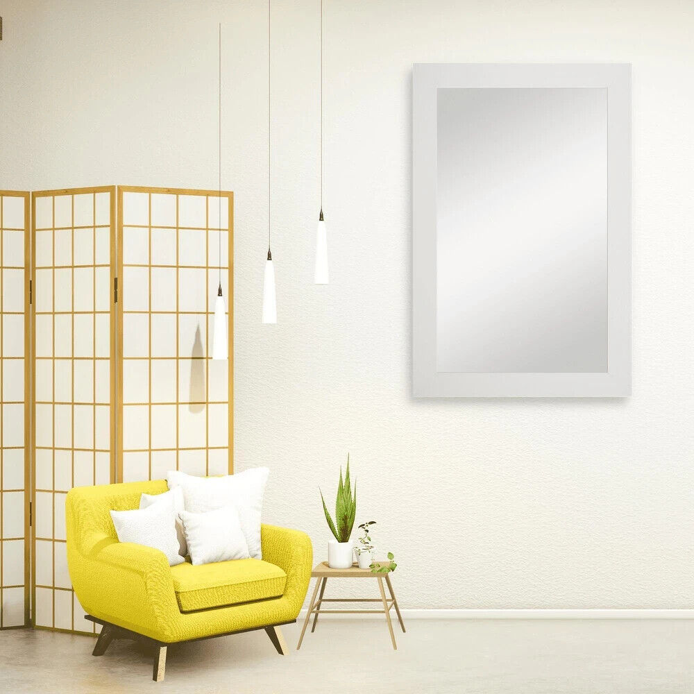 Frame My Mirror White Framed Mirror, 36" x 24" Mirror for Bathroom, Wood Frame - Like New