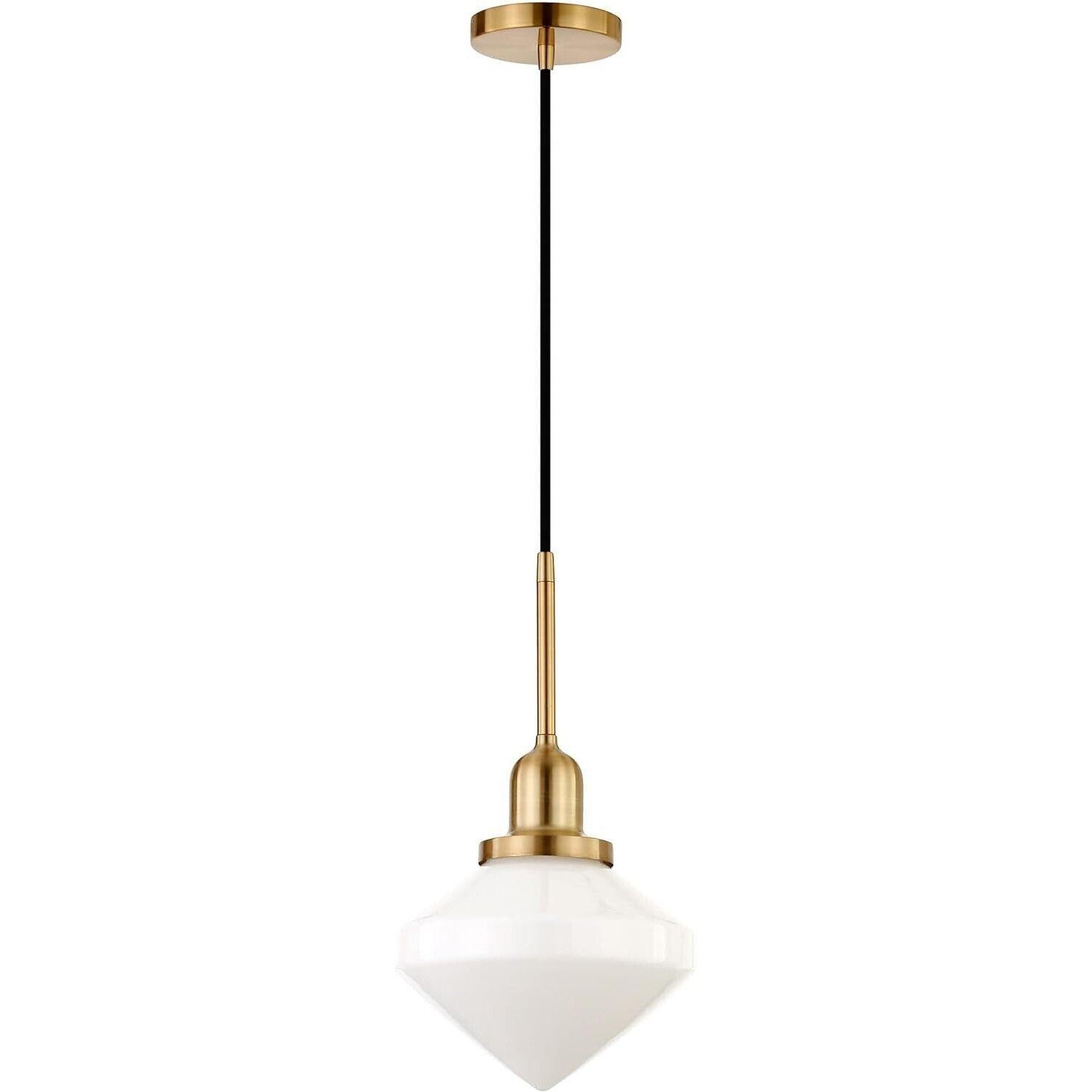 Zariza 8" Wide Pendant with Glass Shade in Brass/White Milk - Like New