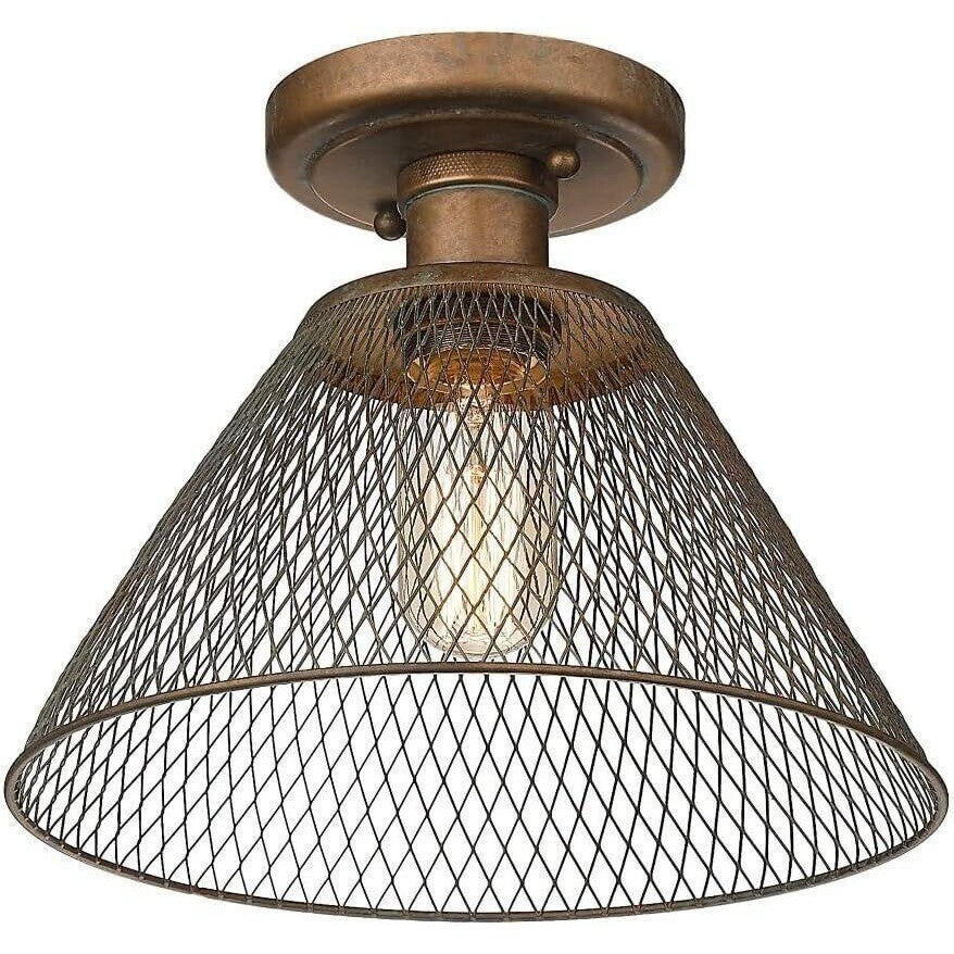 Golden Lighting 0304-SF Carver 10"W Semi-Flush Ceiling Fixture - Copper