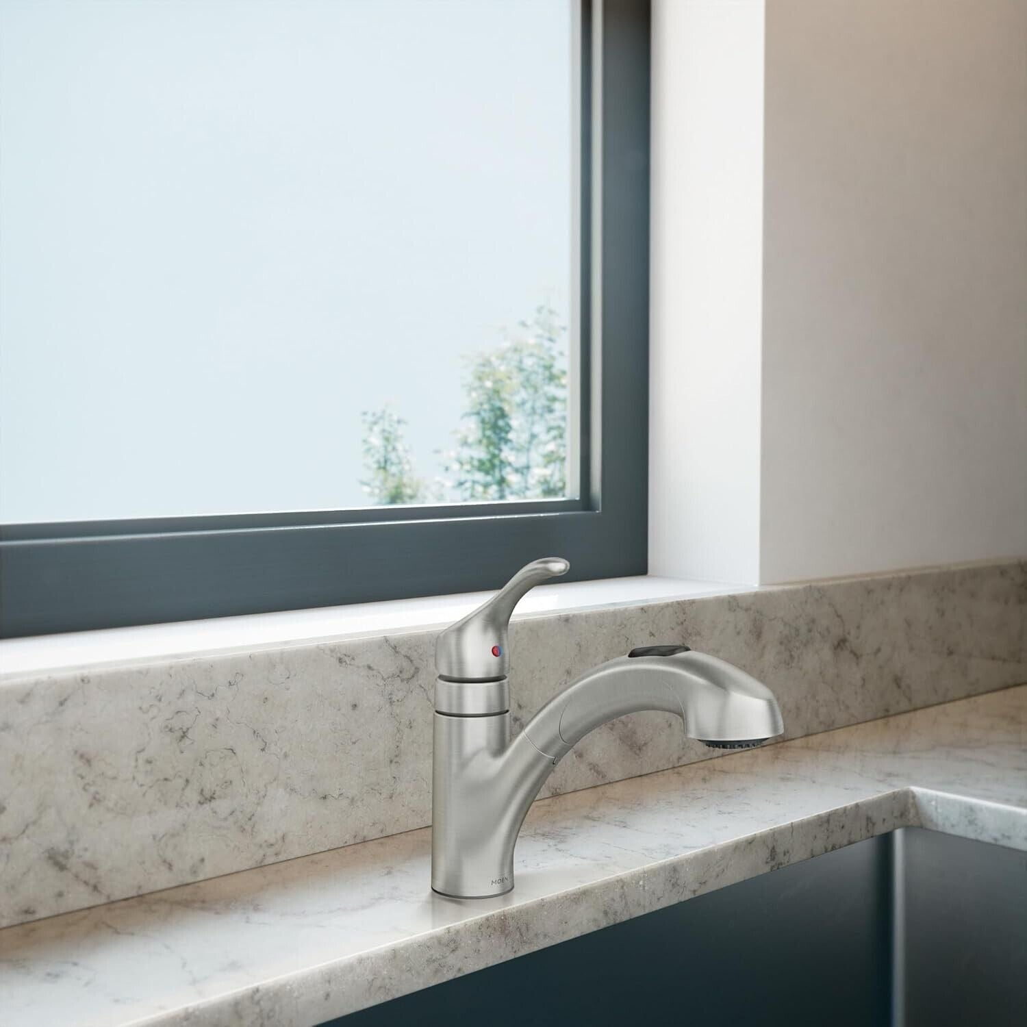 Moen Renzo CA87316SRS Spot Resist Stainless One-Handle Pullout Kitchen Faucet