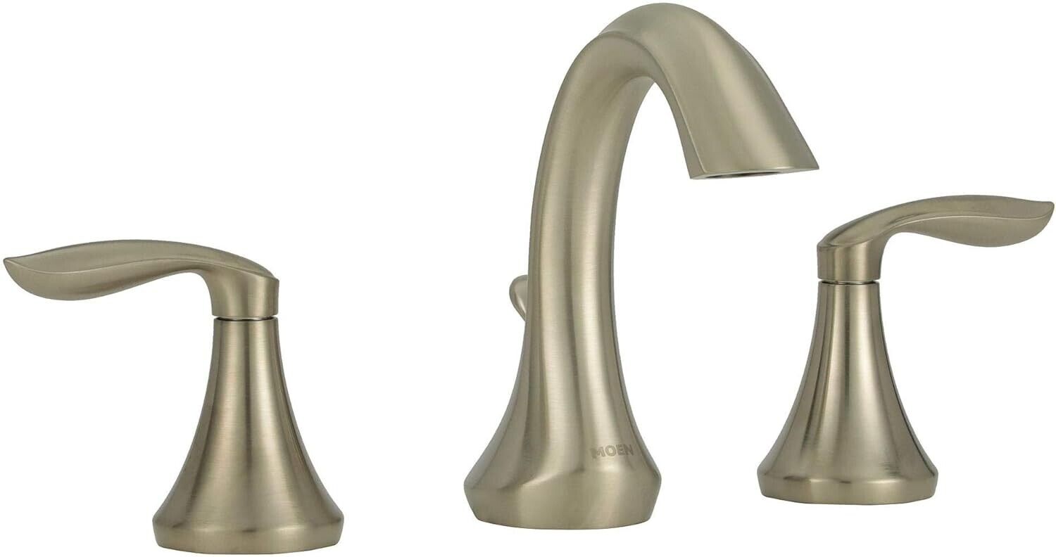 MOEN Eva T6420BN Widespread 2-Handle High-Arc Bathroom Faucet in Brushed Nickel (Valve Not Included)