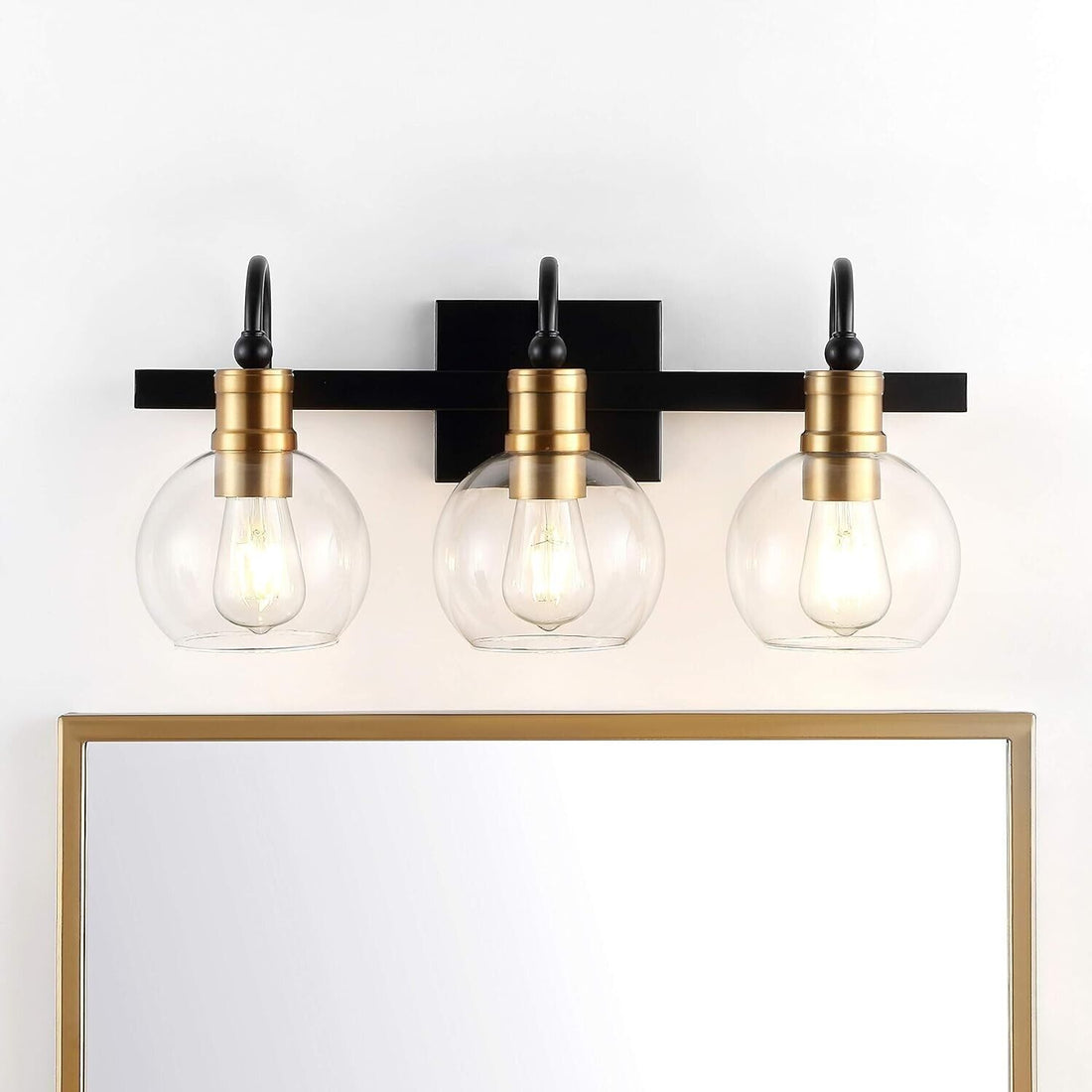 JONATHAN Y JYL3528A Marais 21.5" 3-Light Iron/Glass Rustic Vintage LED Vanity - Like New