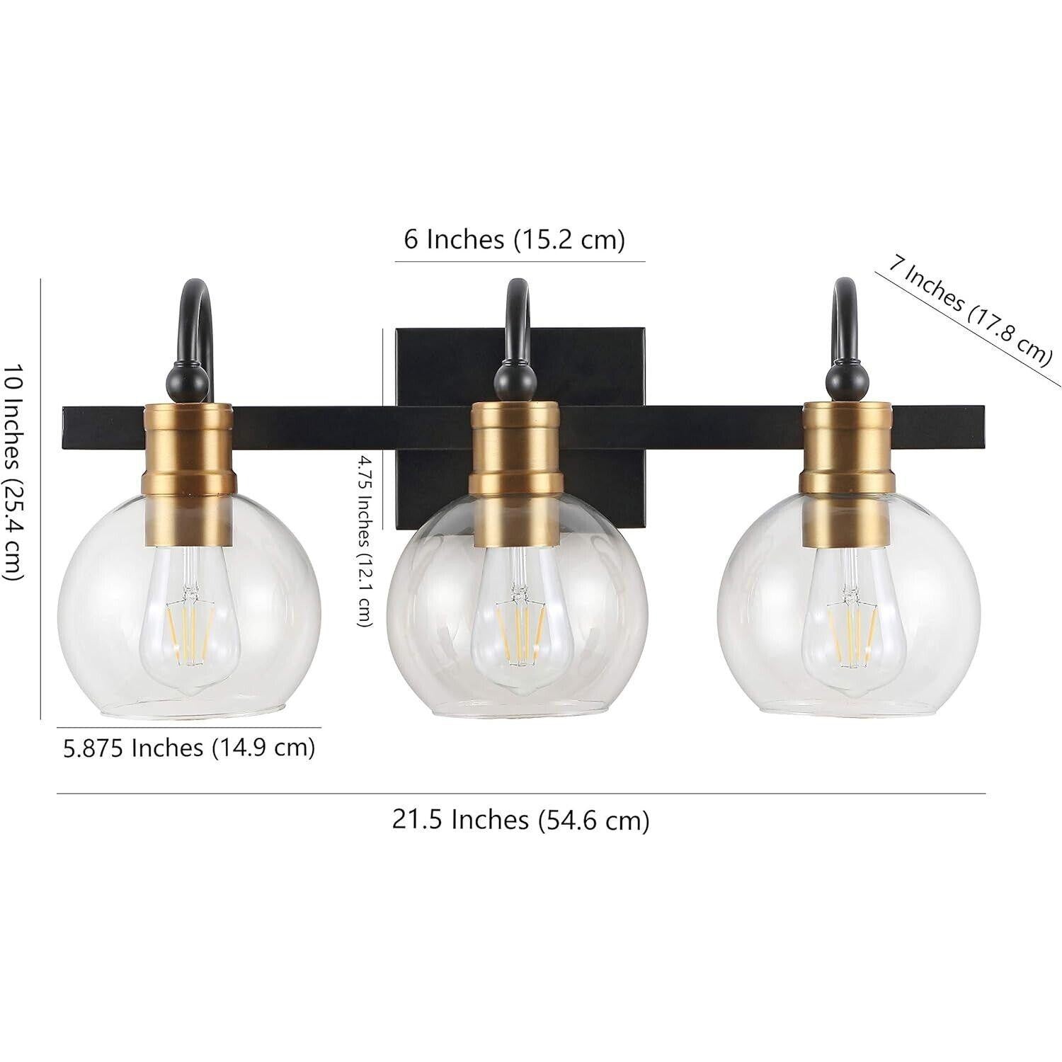 JONATHAN Y JYL3528A Marais 21.5" 3-Light Iron/Glass Rustic Vintage LED Vanity