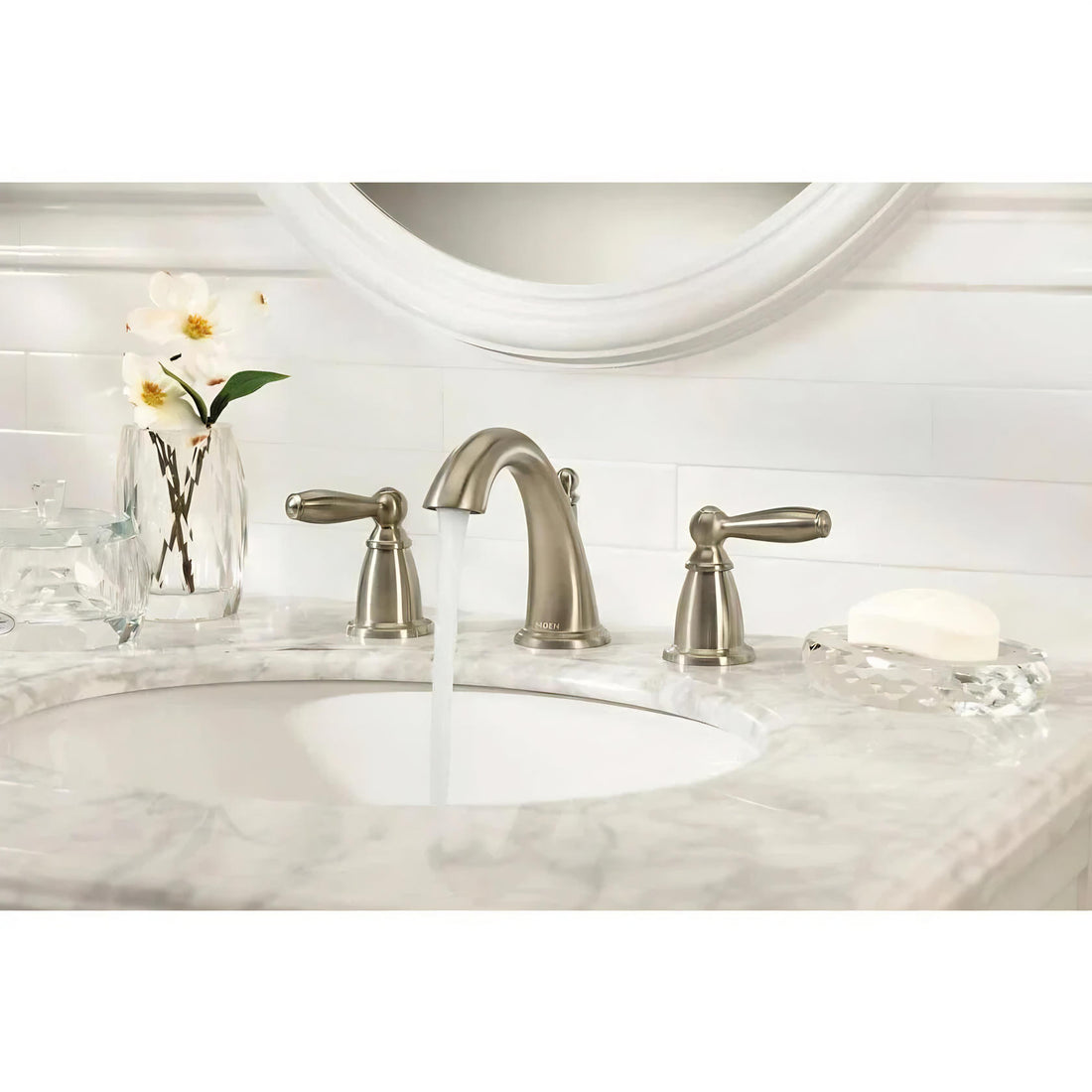 MOEN Brantford T6620BN Widespread 2-Handle High-Arc Bathroom Faucet Trim Kit in Brushed Nickel (Valve Not Included)