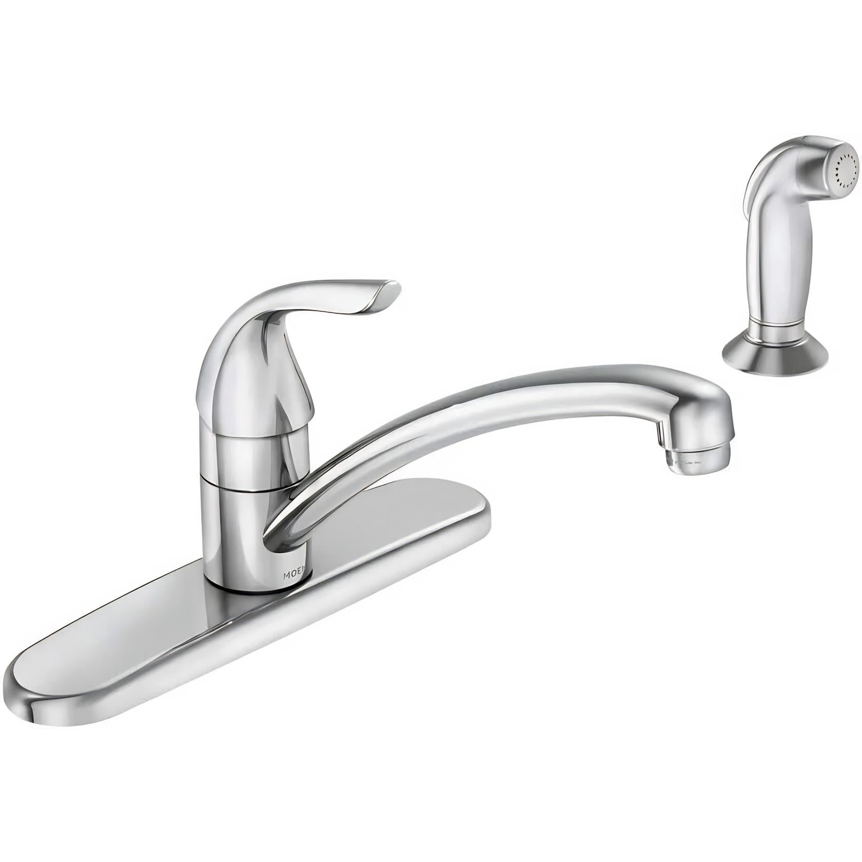 MOEN Adler 87202 Single-Handle Low Arc Kitchen Faucet with Side Sprayer in Chrome