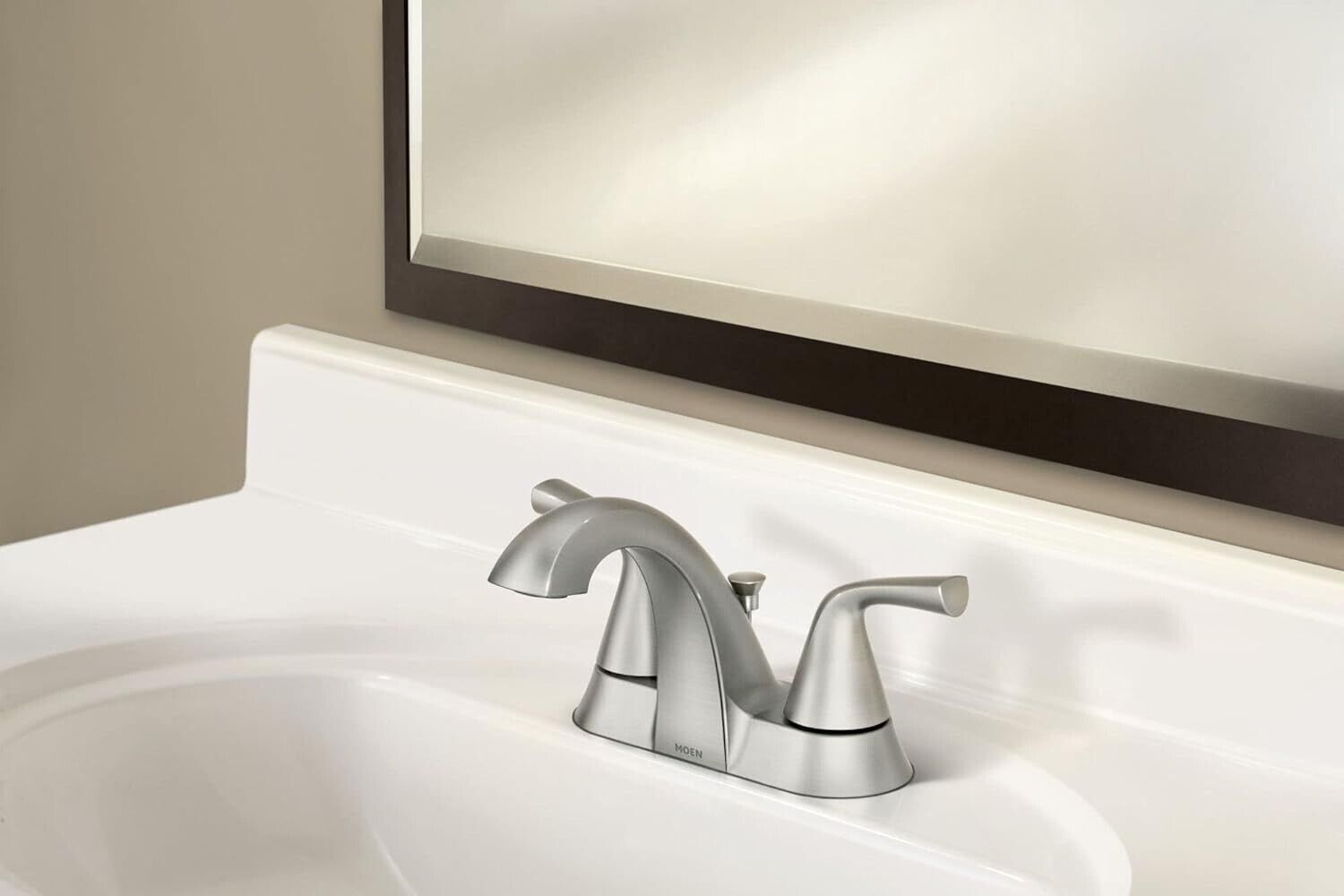 MOEN Haber 84768SRN Centerset 2-Handle Bathroom Faucet in Spot Resist Brushed Nickel