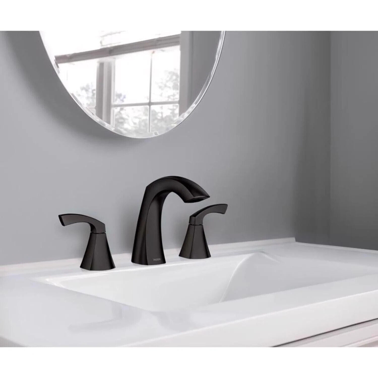 Moen Lindor 84504BL Matte Black Widespread 2-Handle Bathroom Sink Faucet with Drain Assembly