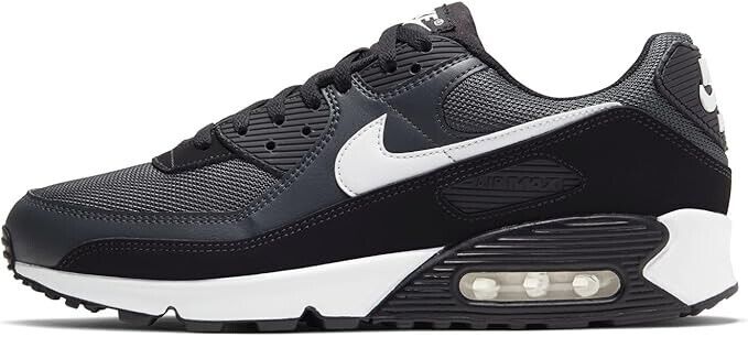 Left Side Only - Nike Air Max 90 Shoes Black White Men&