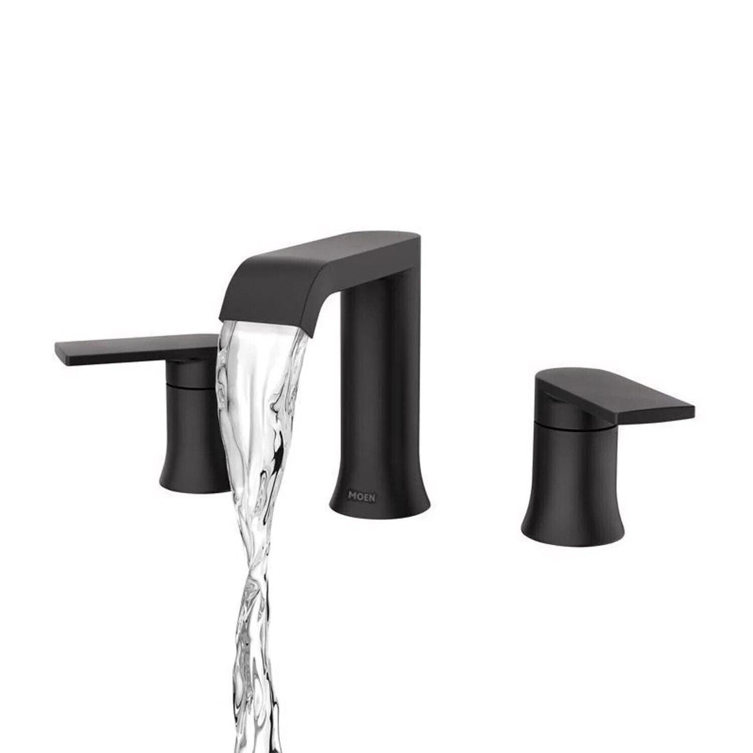 Moen Genta 84763BL Widespread Double Handle Bathroom Faucet in Matte Black (Valve Included)