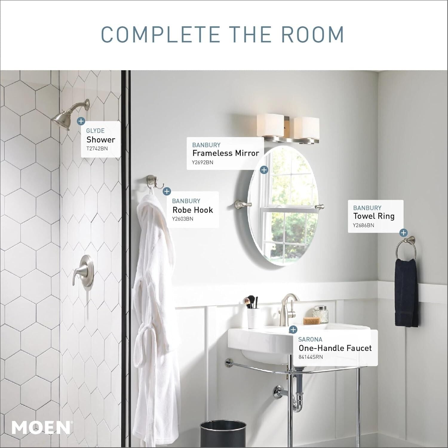 MOEN Sarona 84144SRN Single Hole Single-Handle Bathroom Faucet in Brushed Nickel