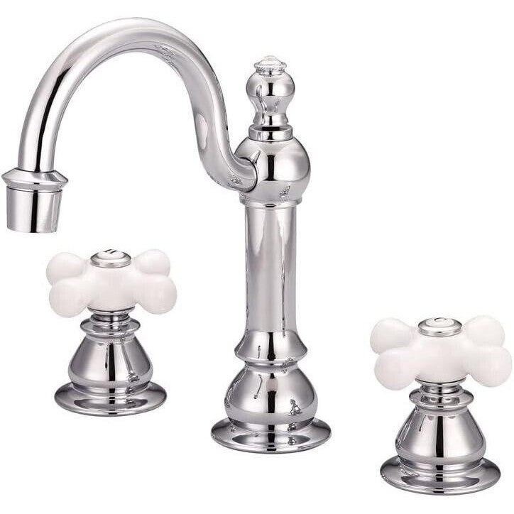 Water Creation 8.25" Cross Handles Brass Faucet in Silver and Chrome