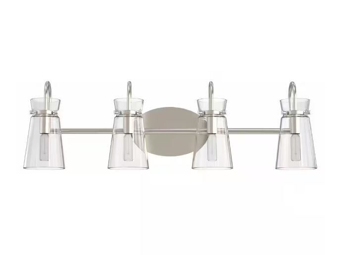 Hampton Bay Vinton Place 31 in. 4-Light Brushed Nickel Vanity Light Clear Glass