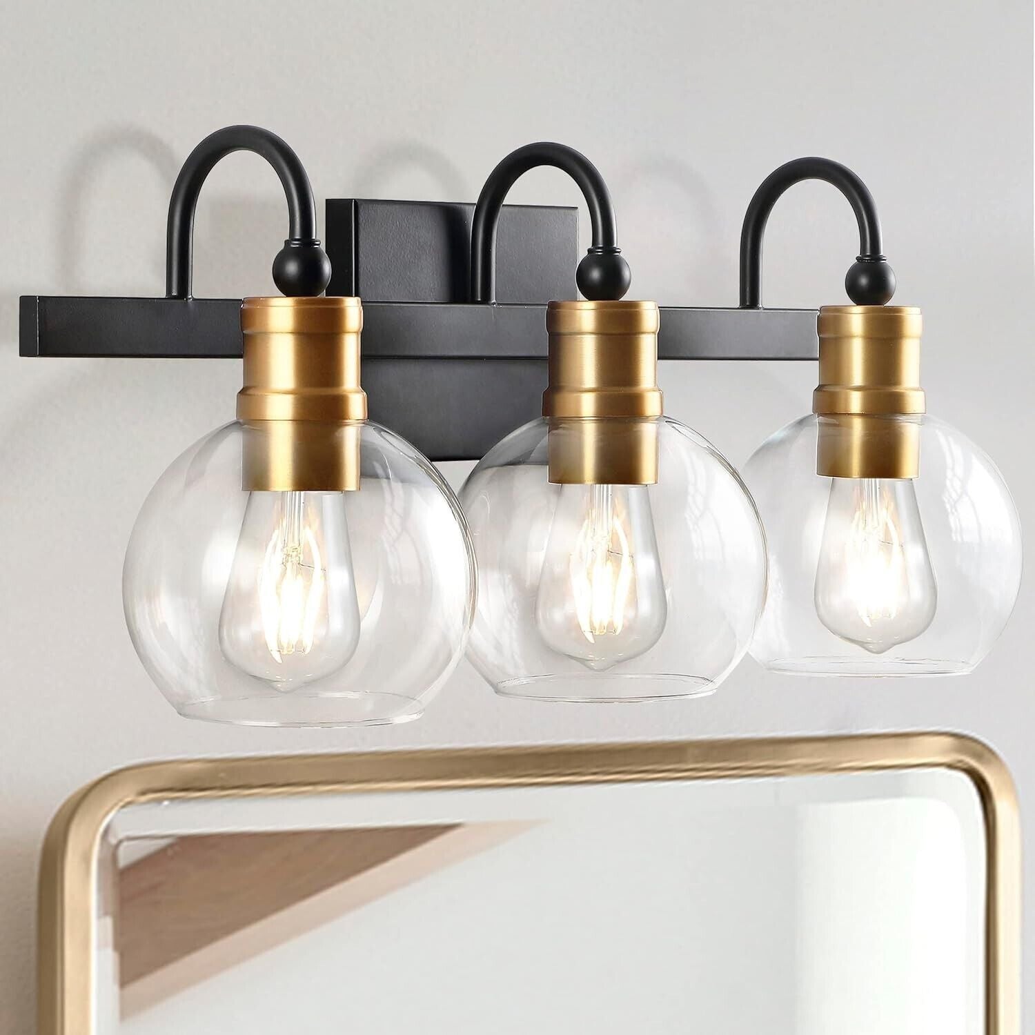 JONATHAN Y JYL3528A Marais 21.5" 3-Light Iron/Glass Rustic Vintage LED Vanity - Like New