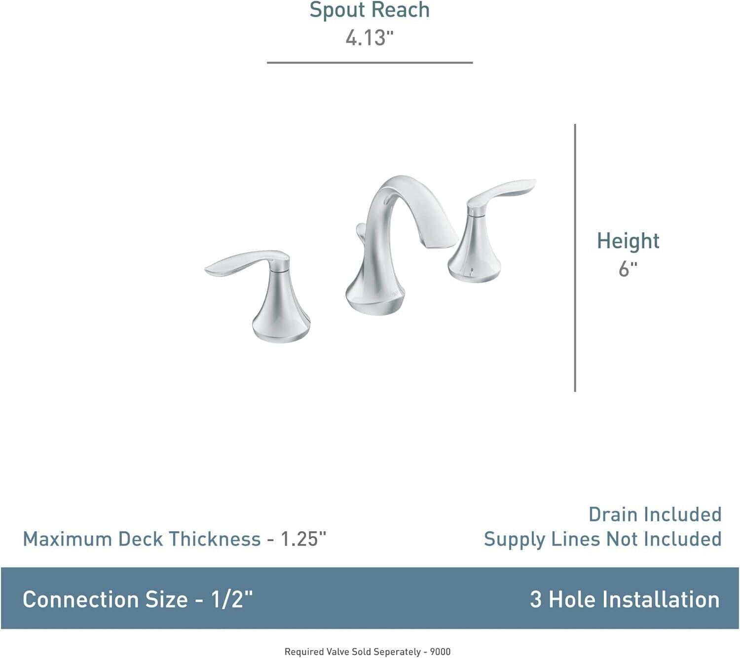 MOEN Eva T6420BN Widespread 2-Handle High-Arc Bathroom Faucet in Brushed Nickel (Valve Not Included)