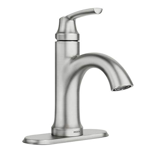 MOEN Wellton 84980SRN Centerset Single Handle Bathroom Faucet in Spot Resist Brushed Nickel