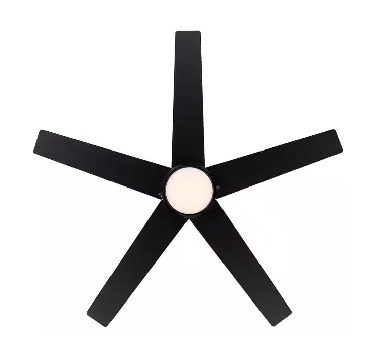 Hampton Bay Mena 44 in. LED Indoor/Outdoor Matte Black Ceiling Fan with Light Kit and Reversible Blades Included - Like New