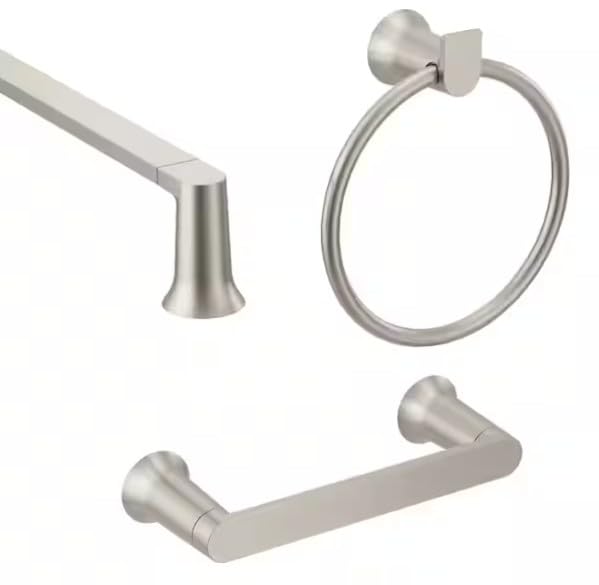 GENTA 3-Piece Bath Hardware Set with 24 Towel BAR, Paper Holder, and Towel Ring in BRUS