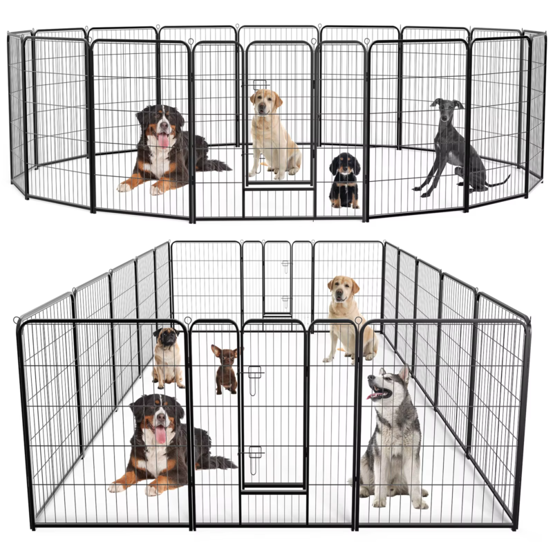 16 Panel Dog Playpen, Pet Fence with Doors, Heavy Duty for Indoor and Outdoor