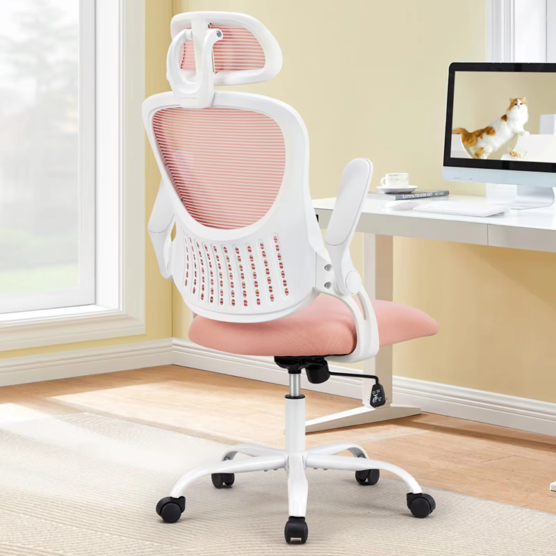Ergonomic Mesh Office Chair, Adjustable Headrest, Flip-Up Arms, Lumbar Support