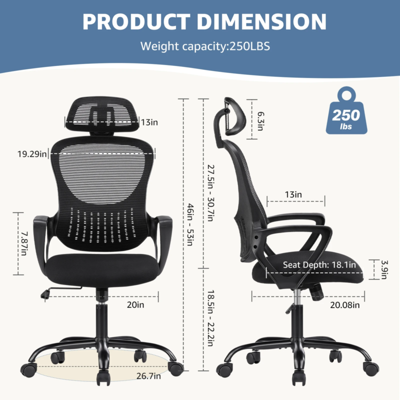 Ergonomic Mesh Rocking Gaming Chair with Fixed Armrest, Adjustable Headrest