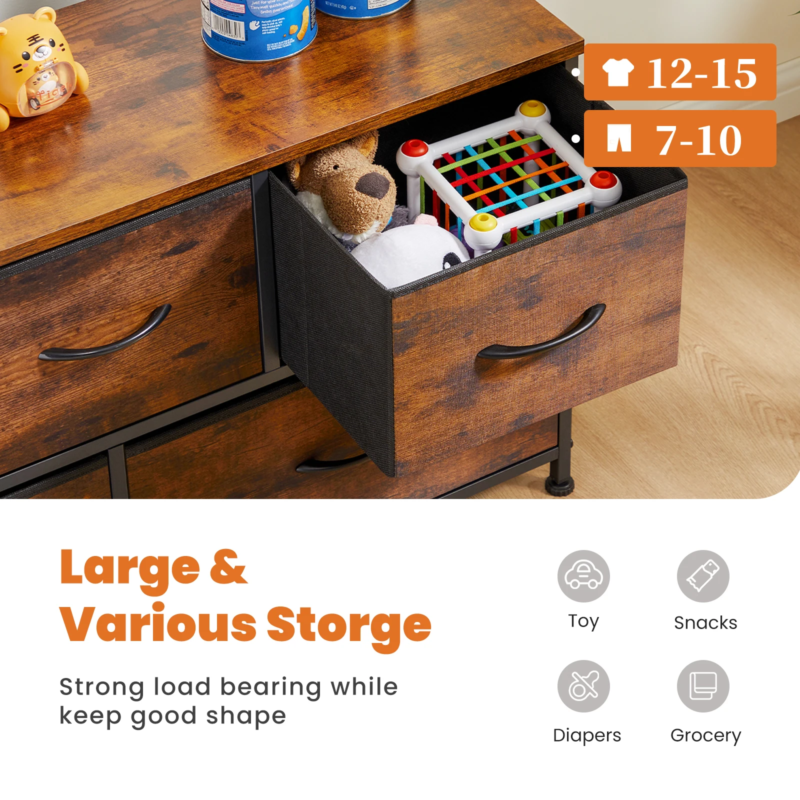 5 Fabric Drawers, Shoe Cabinet Dresser, TV Stand, Multilayer Rack, Space Saving