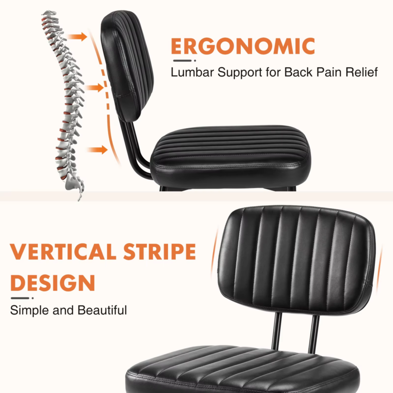 PU Leather Dining Chairs, Ergonomic Lumbar Support, Foam Cushion, Set of 2