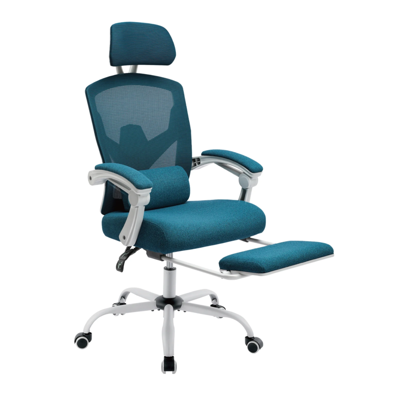 Ergonomic Reclining High-Back Mesh Chair, Rocking, Swivel, Lumbar Support Pillow