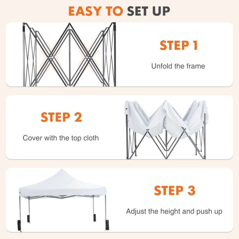 Pop-up Outdoor Canopy Tent, Sun Shelter, Easy Setup with Sand Bags, 10 Feet