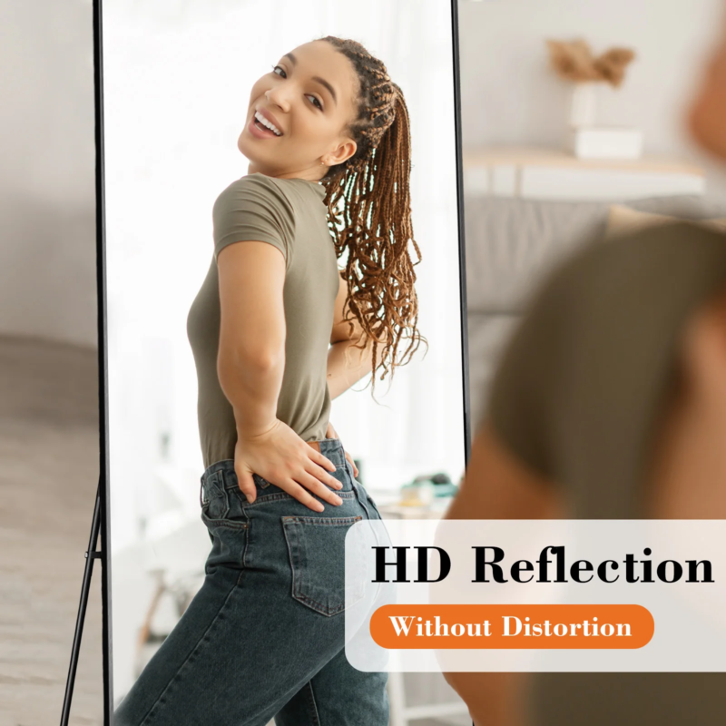 Full Body Wall Mirror, Standing, Hanging, Leaning, Aluminum Frame - 64 in x 21in