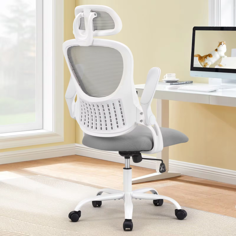 Ergonomic Mesh Office Chair, Adjustable Headrest, Flip-Up Arms, Lumbar Support