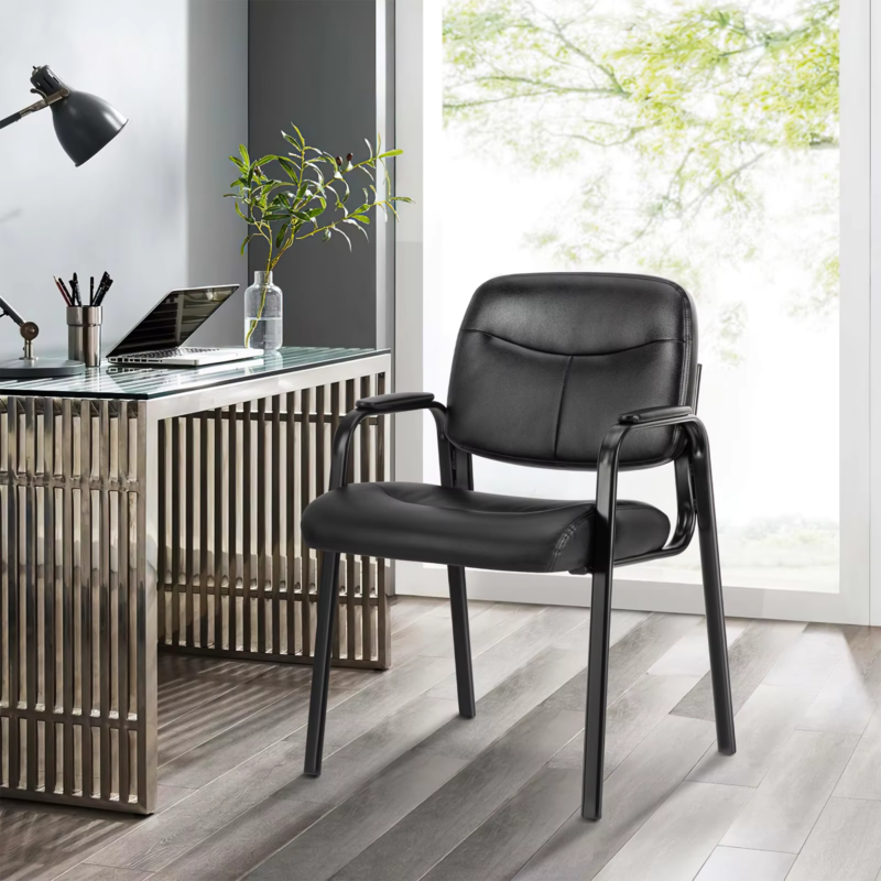 PU Leather Office Waiting Room Guest Chair, Metal Frame, Sponge Cushion Furniture