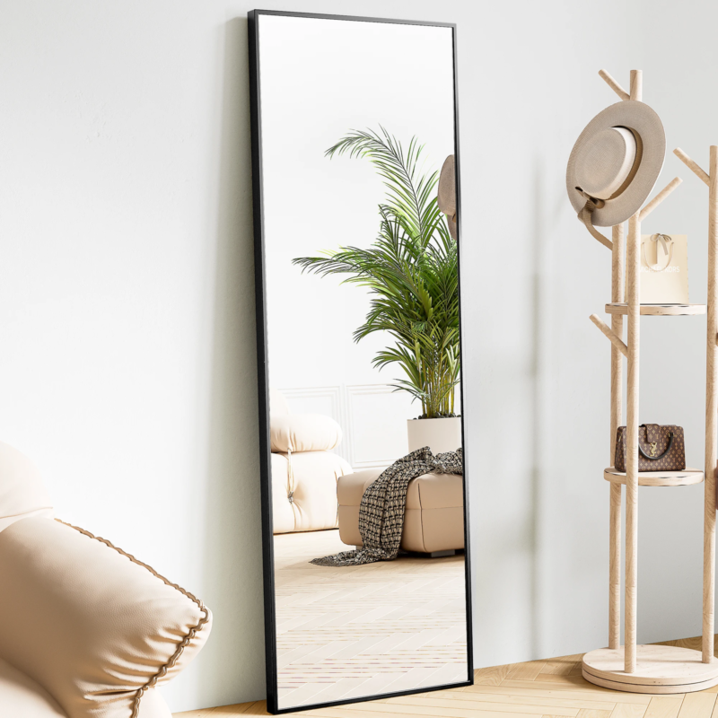 Full Body Wall Mirror, Standing, Hanging, Leaning, Aluminum Frame - 64 in x 21in