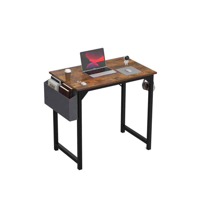 Computer Desk, Writing Study Table, Modern Compact Style with Side Bag & Hook