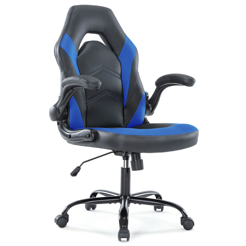 Ergonomic Gaming Chair For Home & Office, Adjustable PU Leather, Flip-Up Armrest