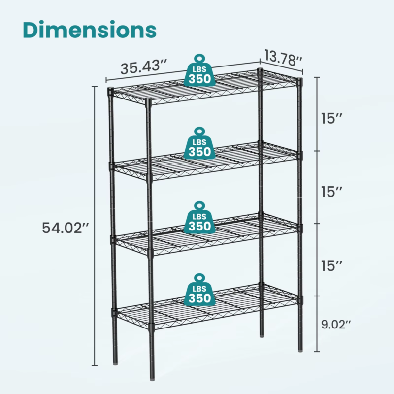3-5 Tier Storage Bookshelf, Adjustable Wire Racks, Heavy Duty Shelf Organizer