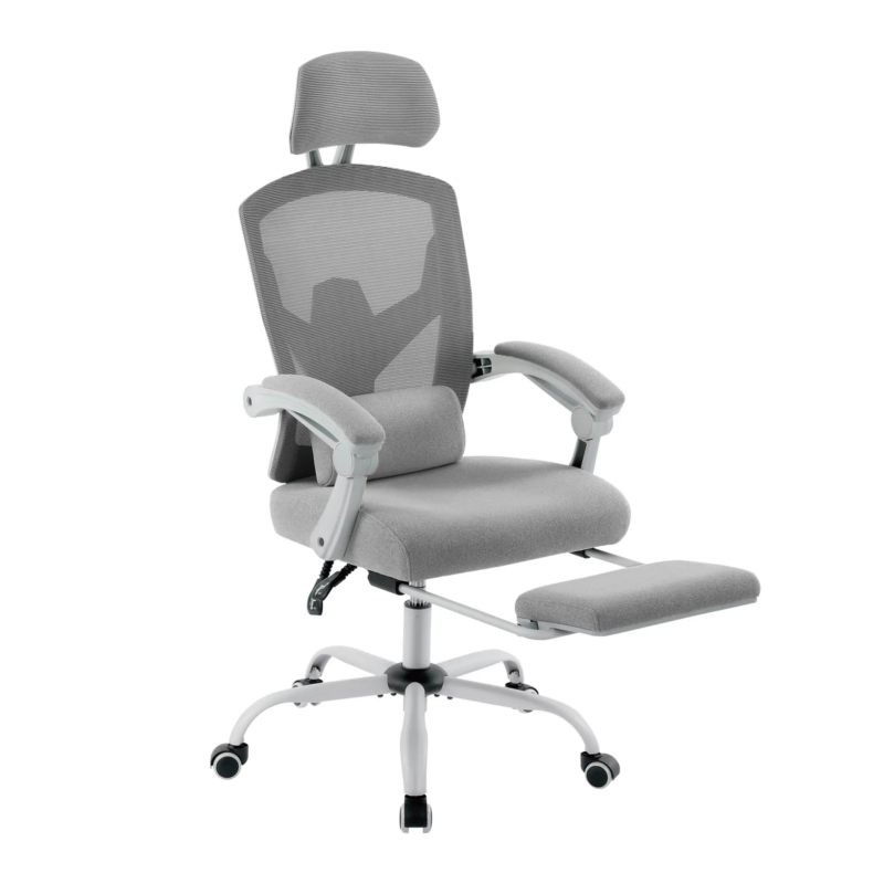 Ergonomic Reclining High-Back Mesh Chair, Rocking, Swivel, Lumbar Support Pillow