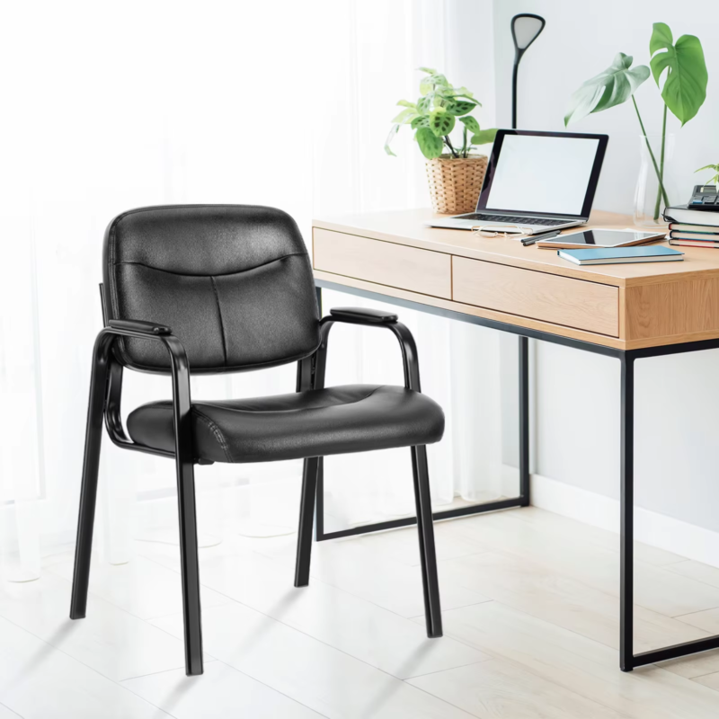 PU Leather Office Waiting Room Guest Chair, Metal Frame, Sponge Cushion Furniture