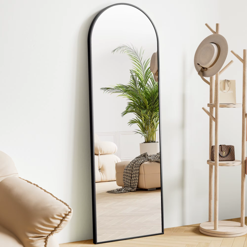Full Body Wall Mirror, Standing, Hanging, Leaning, Aluminum Frame - 64 in x 21in