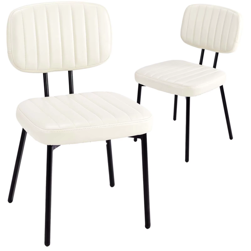 PU Leather Dining Chairs, Ergonomic Lumbar Support, Foam Cushion, Set of 2