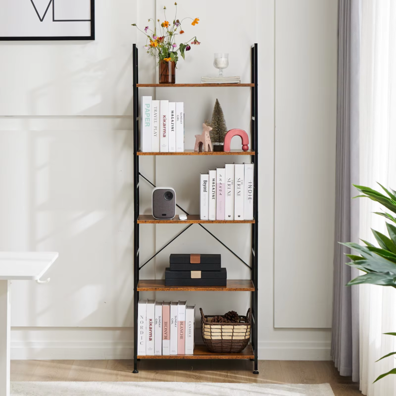5 Tier Bookcase, Modern Bookshelf, Corner Storage Organizer for Bedroom, Office