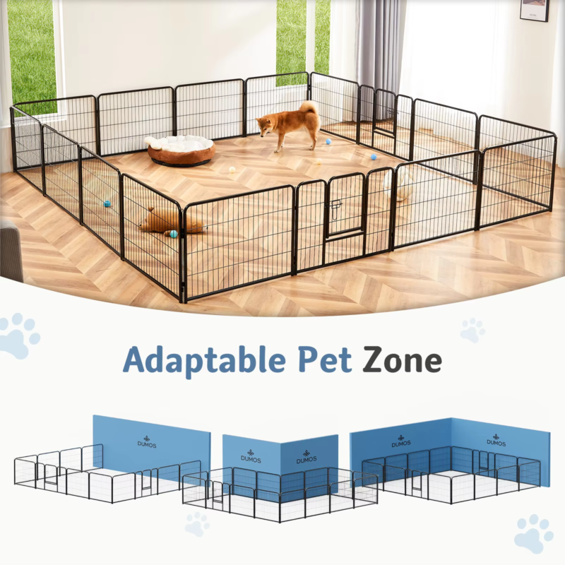 16 Panel Dog Playpen, Pet Fence with Doors, Heavy Duty for Indoor and Outdoor