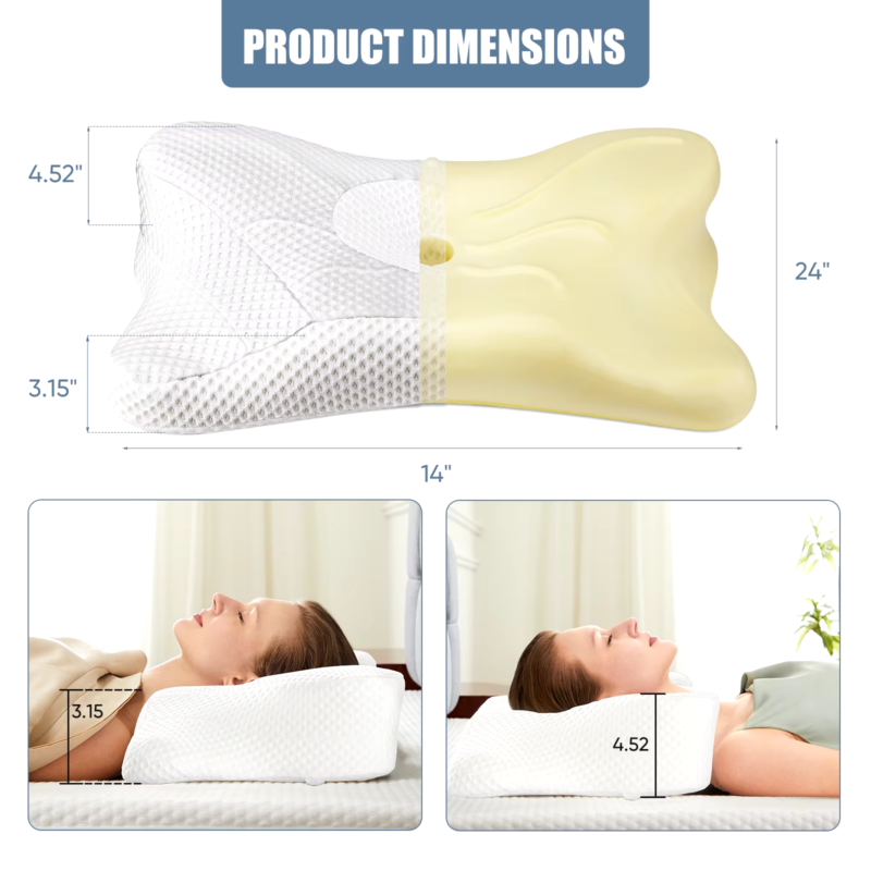 Ergonomic Cervical Neck Pillow for Pain Relief, Memory Foam Cooling Pillowcase